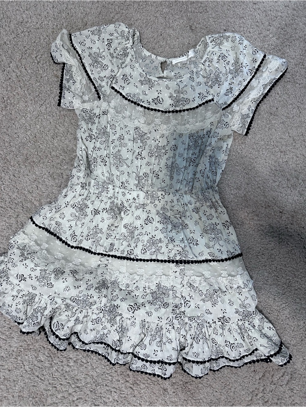 LoveShackFancy dress with black floral print